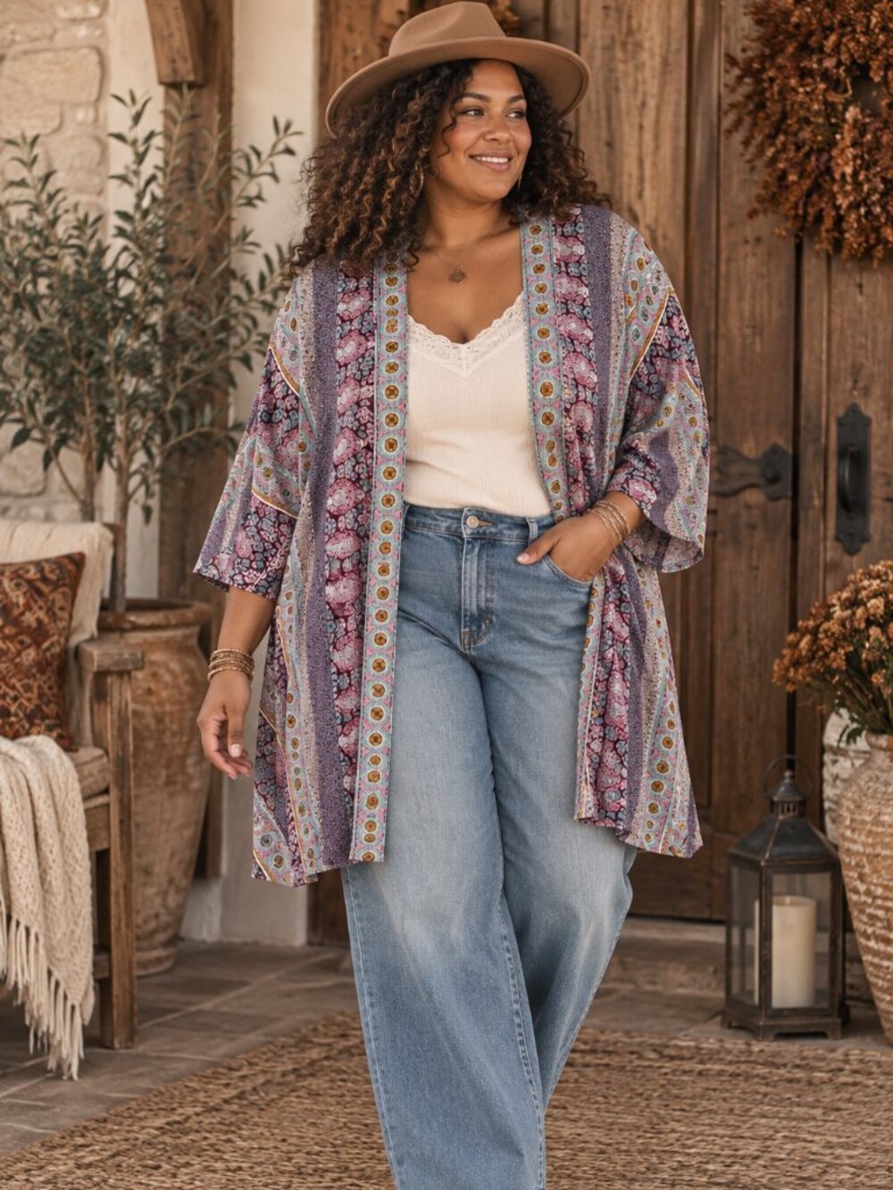 Knox Rose Boho Patchwork Kimono